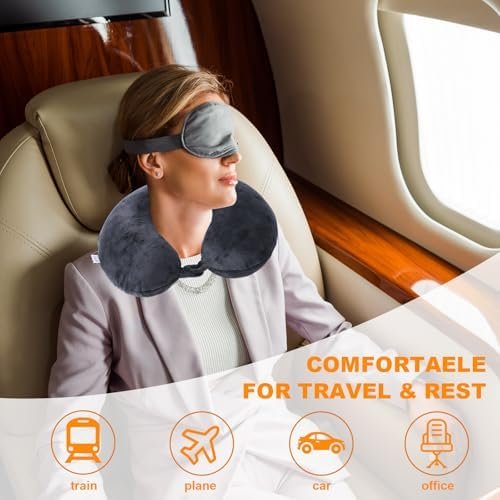Travel Pillow,100% Pure Memory Foam U Shaped Neck Pillow,Super Lightweight Portable Headrest Great for Airplane Chair, Car,Home,Office,Sleeping Rest Cushion (Black) - Image 2