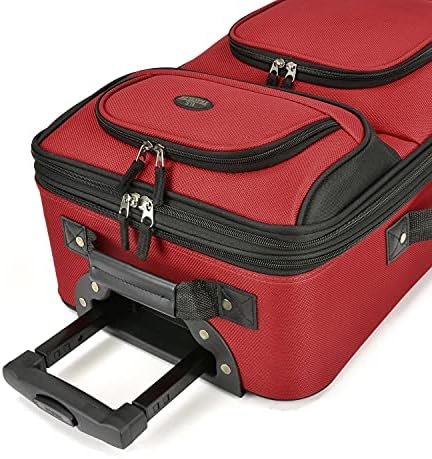 U.S. Traveler Lightweight Rolling 20" Carry On Luggage Softside Suitcase, Red, 2 Wheel-1 Piece - Image 4