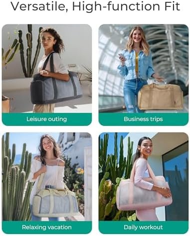 BAGSMART Foldable Duffle Bag for Women - 35L Carry On Weekender Overnight Sports Duffel with Shoe Compartment, Personal Item Travel Workout Bag for Travel Yoga, Black - Image 2