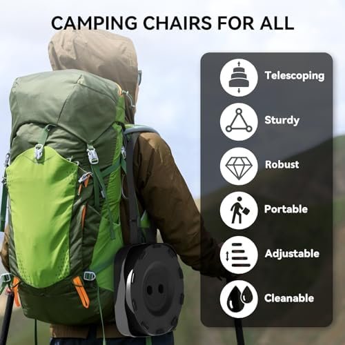 2025 Upgraded Portable Folding Stool, Collapsible Stool, Telescoping Camping Stool with Max Load Capacity 485lbs, Square Retractable Seat for Camping Gardening Fishing Hiking BBQ[Black] - Image 5