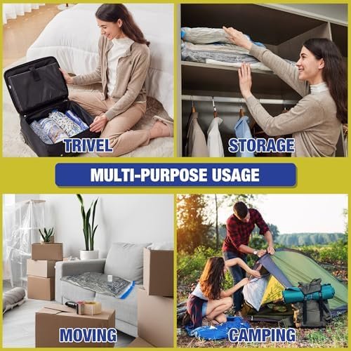 Travel Vacuum Bags with Electric Pump, Vacuum Travel Bags for Luggage and Suitcase, Vacuum Seal Compression Packing Bags for Clothes Clothing, Combo 12 Pack - Image 7
