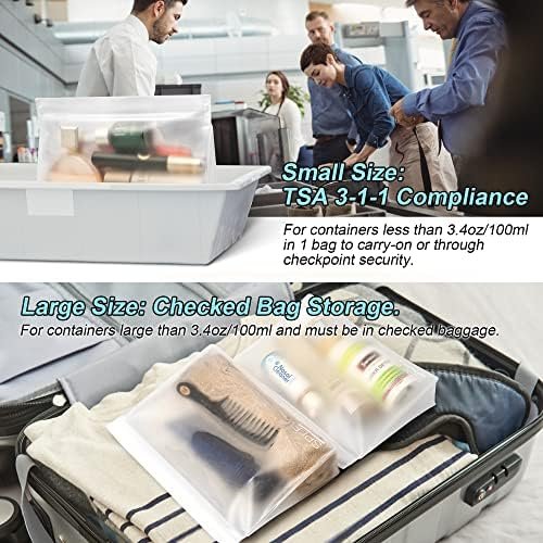 SPLF 4 Pack Leakproof Clear Toiletry bags, TSA Approved Quart Size Zipper Bags, BPA Free Travel Makeup Cosmetic Bags for Women Men, Carry on Airport Airline Compliant Bags - Image 3