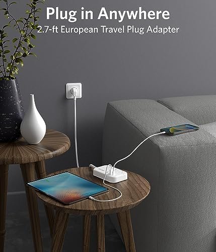 European Travel Plug Adapter - US to Europe Plug Adapter with 3 AC Outlets and 4 USB(1 PD20W) Type E/F - International Travel Adapter for USA to Germany France Iceland Spain, 2.6ft - Image 4