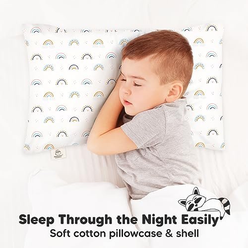KeaBabies Toddler Pillow with Pillowcase, Jumbo 14X20 - Soft Organic Cotton Toddler Pillows for Sleeping - Machine Washable - Perfect for Travel, Toddler Bed Set (Jolly Rainbow) - Image 7