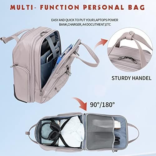 KROSER Carry On Underseat Multi-functional, 16-inch Underseater Lightweight Overnight Suitcase for Women, Dusty Pink - Image 5