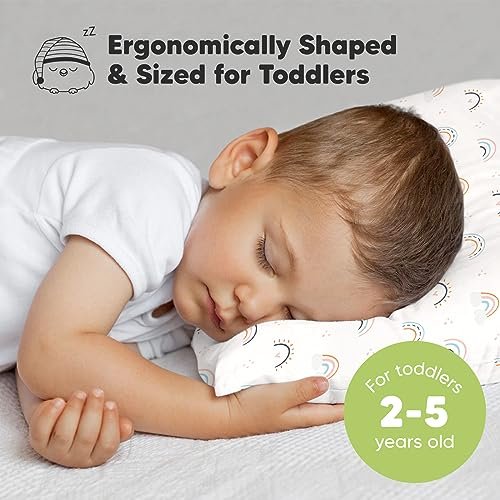 KeaBabies Toddler Pillow with Pillowcase, Jumbo 14X20 - Soft Organic Cotton Toddler Pillows for Sleeping - Machine Washable - Perfect for Travel, Toddler Bed Set (Jolly Rainbow) - Image 2