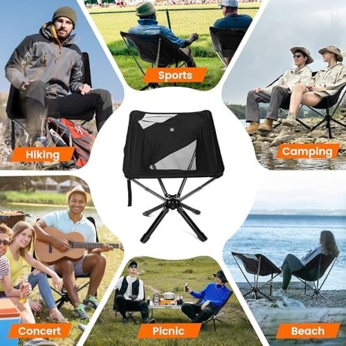RiseLite Adjustable Portable Chair - Small Compact Folding Chair for Adults, Setup in 6 Seconds, Lightweight Outdoor Backpack Chairs for Camping, Travel, Hiking, Concert - Image 6