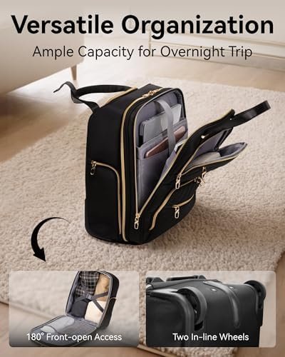 LUGGEX Underseat Carry On Luggage with Wheels, Stylish Lightweight Under Seat Luggage, Soft Sided Personal Item Suitcase for Short Trip (Black, 16 Inch) - Image 6