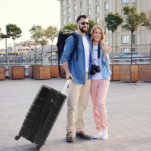 Sweetcrispy Carry on Luggage, Hard Shell ABS, Double Spinner Wheels Lightweight Suitcase TSA Lock, Natural Black, 28 Inch - Image 8