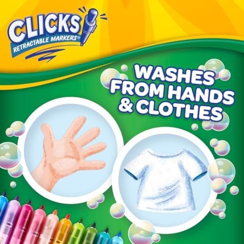 Crayola Clicks Retractable Tip Markers (10ct), Cone Tip, Washable Art Marker Set for Kids, Long Lasting Coloring Book Supplies, No Dry, 3+ - Image 5