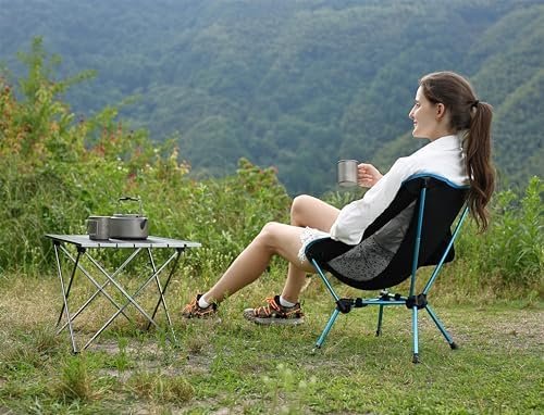 MARCHWAY Lightweight Folding Camping Chair, Portable Foldable Compact for Outdoor Camp, Travel, Beach, Picnic, Festival, Hiking, Backpacking, Supports 330Lbs (Blue) - Image 2