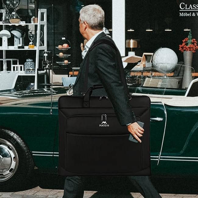 MATEIN Garment Bag for Travel, Large Carry on Garment Bags with Strap for Business, Waterproof Hanging Suit Luggage Bag for Men Women, Wrinkle Free Suitcase Cover for Shirts Dresses Coats, Black - Image 8