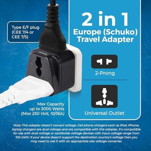 OREI European Adapter Plug, Travel Adaptor for Europe Schuko Countries 2 in 1, for Germany France Iceland Netherlands Russa Greece Spain - Safe Grounded Connection - Universal Socket - 4 Pack - Image 6