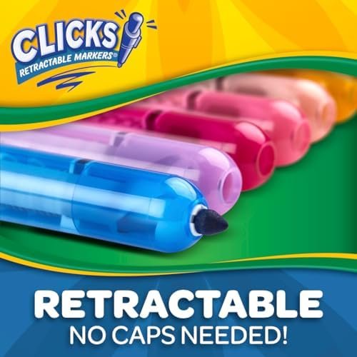 Crayola Clicks Retractable Tip Markers (10ct), Cone Tip, Washable Art Marker Set for Kids, Long Lasting Coloring Book Supplies, No Dry, 3+ - Image 4