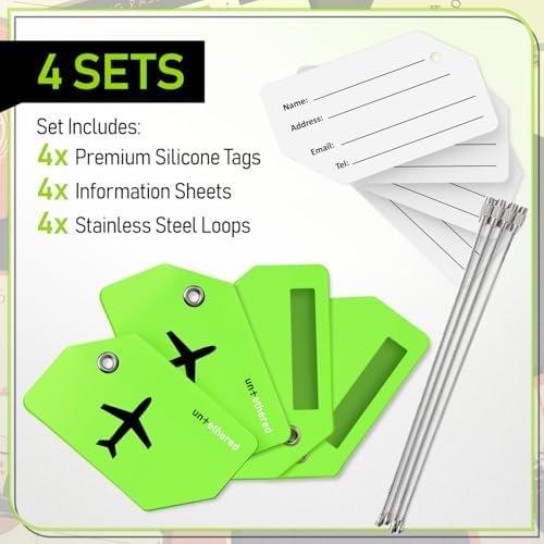 Untethered 4-Pack Luggage Tag Set | Durable ID Tags for Suitcases & Travel Bags | Name Identifiers for Easy Bag Recognition - Image 3