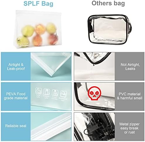 SPLF 4 Pack Leakproof Clear Toiletry bags, TSA Approved Quart Size Zipper Bags, BPA Free Travel Makeup Cosmetic Bags for Women Men, Carry on Airport Airline Compliant Bags - Image 4
