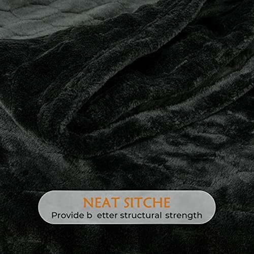 TOONOW Fleece Blanket Fuzzy Plush Throw Blanket 50" x 60", Super Soft Fluffy Bed Blanket Geometric Pattern Comfy Microfiber Flannel Blankets for Couch, Bed, Sofa, Black - Image 5
