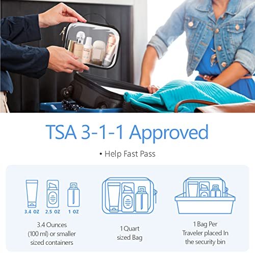 PACKISM Clear Makeup Bag - TSA Approved Toiletry Bag with Handle Large Opening, Clear Toiletry Bags for Traveling Travel Essentials, Travel Bags for Toiletries, Black - Image 2