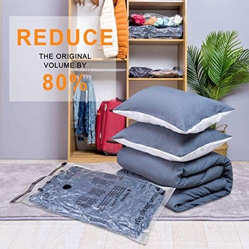 12 Pack Vacuum Storage Bags (3 Jumbo, 3 Large, 3 Medium, 3 Small),Plastic Packaging Bags,Space Saver Sealer Compression Bags with Travel Hand Pump for Blankets, Comforters, Pillows, Clothes Storage - Image 7
