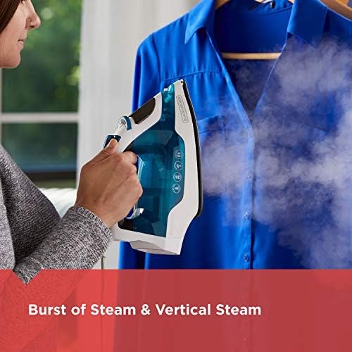 BLACK+DECKER Easy Steam Compact Iron, IR06V, Dual Position Cord, TrueGlide Non-Stick Soleplate, Vertical Steam, SmartSteam - Image 6