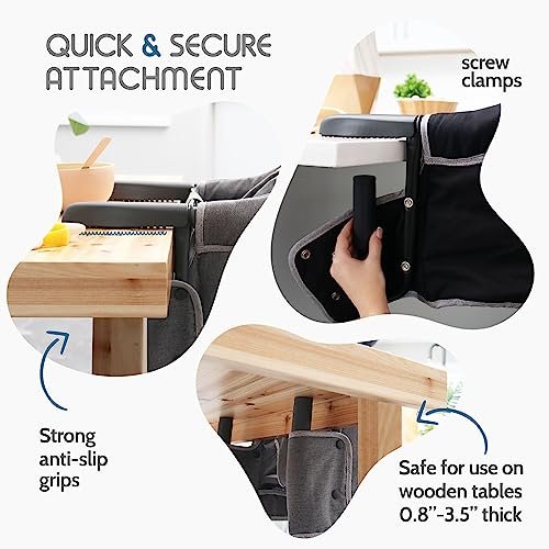 Elegant Faux Leather Hook On High Chair for Table - Clip On High Chair to Table, Portable High Chair for Travel, High Chairs for Babies - Table High Chair, Clip On High Chair That Attaches to Table - Image 3