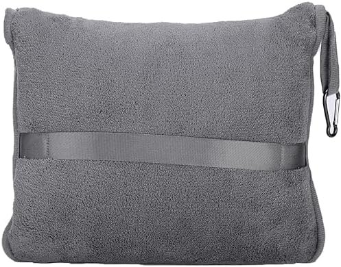 BlueHills 2-Pack Premium Soft Travel Blanket Pillow Airplane Blanket in Soft Bag Pillowcase with Hand Luggage Belt and Backpack Clip, Compact Pack Large Blankets for Any Travel (Grey Gray T013) - Image 6