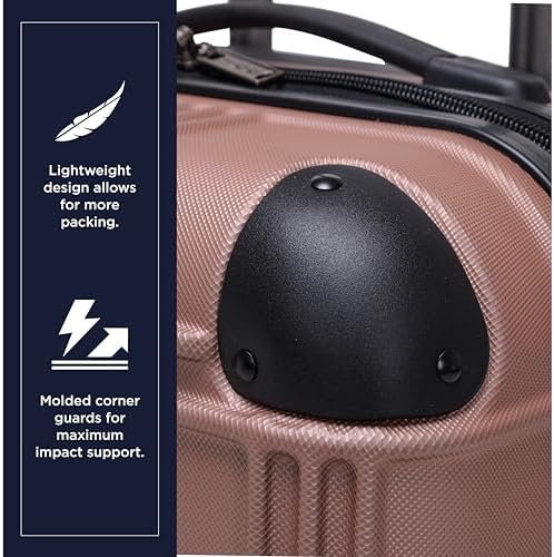Ben Sherman Nottingham Lightweight Hardside 4-Wheel Spinner Travel Luggage, Rose Gold, 20-Inch Carry On - Image 5