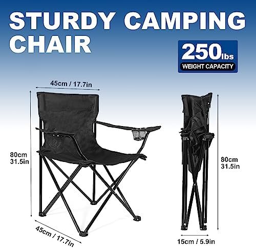2 Pack Lightweight Camping Chairs for Adults & Teens, 250LBS Capacity Foldable Portable Chairs with Carry Bag, Compact Design for Camping, Beach, Picnics, and Outdoor Events - Image 3