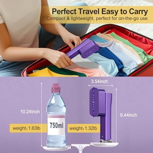 Portable Travel Steamer for Clothes: Mini Travel Steamer ＆ Iron 2 in 1 Fast Heat-up & 3 Levels of Steam Handheld Garment Steamer Suitable for thick clothing Only 1.3lbs for Travel and Home Office - Image 5