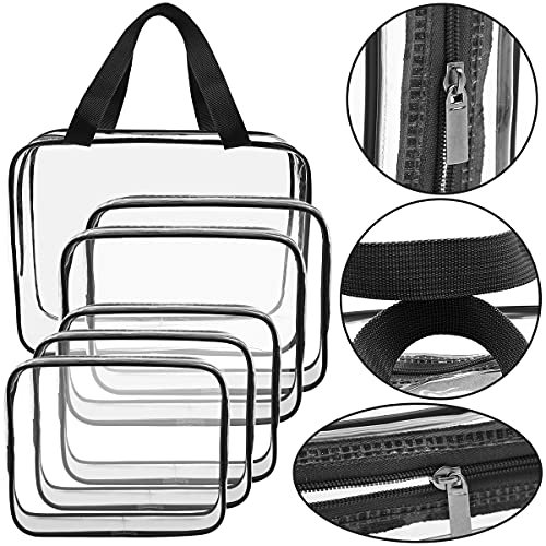 APREUTY Clear Makeup Bags, TSA Approved 6 Pcs Cosmetic Makeup Bags Set Clear PVC with Zipper Handle Portable Travel Luggage Pouch Airport Airline Vacation Organization (Clear) - Image 6