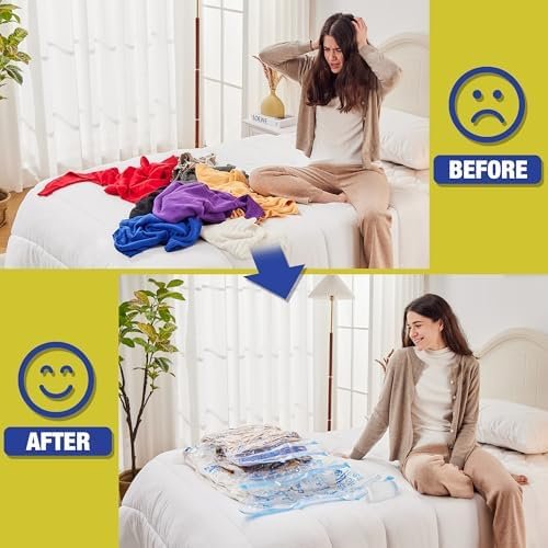 Travel Vacuum Bags with Electric Pump, Vacuum Travel Bags for Luggage and Suitcase, Vacuum Seal Compression Packing Bags for Clothes Clothing, Combo 12 Pack - Image 6