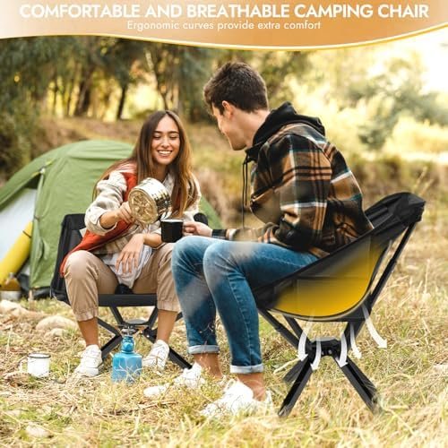 2 Pack Portable Chairs, Camping Chairs Supports 350 LBS ，Lightweight Folding Chair - Backpacking Chair for Outdoor Camping, Beach, Fishing, Picnic, Lawn, Concert, Hiking, Black - Image 7
