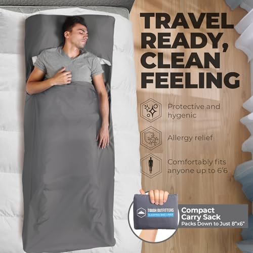 Sleeping Bag Liner - Adult Sleep Sack & Travel Sheets for Hotel - Travel Sleep Sack, Camping Sleeping Bag Liners for Cold Weather - Image 2