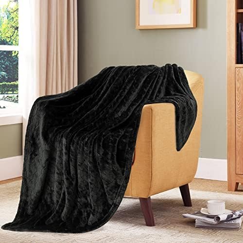 TOONOW Fleece Blanket Fuzzy Plush Throw Blanket 50" x 60", Super Soft Fluffy Bed Blanket Geometric Pattern Comfy Microfiber Flannel Blankets for Couch, Bed, Sofa, Black - Image 6