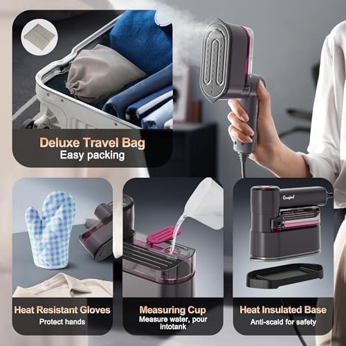 Travel Steamer - Portable Steamer for Clothes, 8FT Power Cord, Handheld Small Size Steam Iron Collapsible Design, Travel College Dorm Home Essentials (Purple) - Image 7