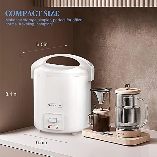 1.0L Mini Rice Cooker,WHITE TIGER Portable Travel Steamer Small,15 Minutes Fast Cooking, Removable Non-stick Pot, Keep Warm, Suitable For 1-2 People - For Cooking Soup, Rice, Stews & Oatmeal - Image 3