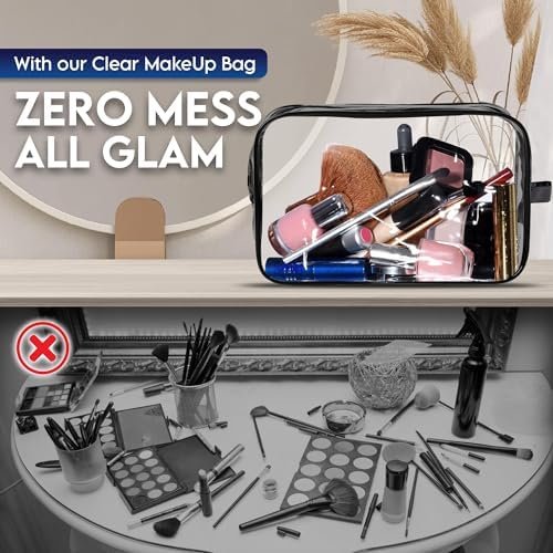 VYRL 2 Pack Clear Makeup Bag - Quart Size 3-1-1 TSA Approved Toiletry Bag with Zipper - Water-Resistant Durable PVC Clear Toiletry pouches for Carry-on Airport Travel Accessories - Black - Image 6
