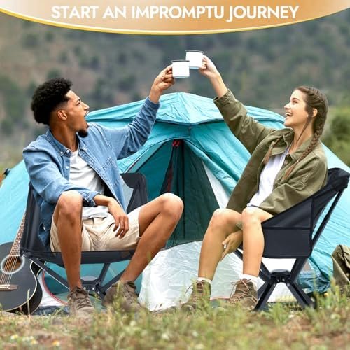 2 Pack Portable Chairs, Camping Chairs Supports 350 LBS ，Lightweight Folding Chair - Backpacking Chair for Outdoor Camping, Beach, Fishing, Picnic, Lawn, Concert, Hiking, Black - Image 2