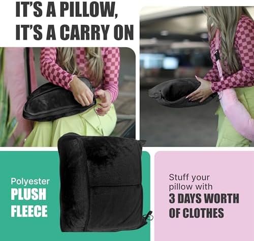 TAKE OFF All-in-One Travel Blanket and Pillow - Super Soft Microfiber Fabric, 3 Day Clothing Storage with Secure Zipper Pockets Keep Valuables Safe, Hand Free Trolley Holder, Ultimate Travel Accessory - Image 6