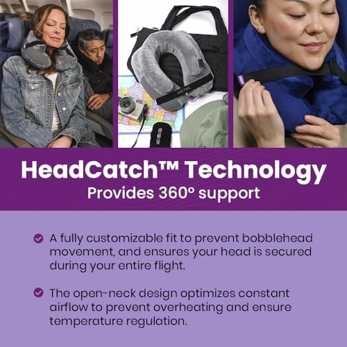 Cabeau Inflatable Travel Pillow – Air TNE – Adjustable, Lightweight, and Supportive for Sleeping on Airplanes, Trains, and Cars– Customized Fit and Compact Carrying Case (Midnight Black) - Image 3