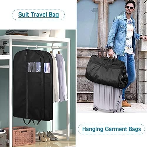 KIMBORA 43" Suit Bags for Closet Storage and Travel, Gusseted Hanging Garment Bags for Men Suit Cover With Handles for Clothes, Coats, Jackets, Shirts（3 Packs） - Image 3