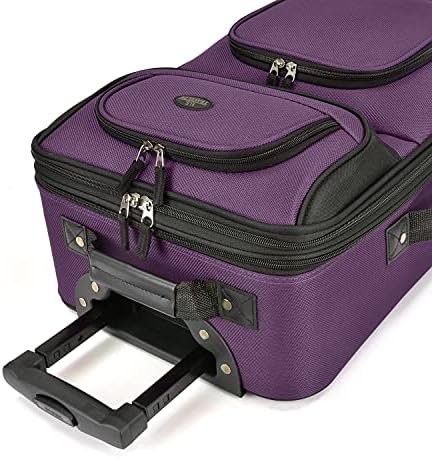 U.S. Traveler Lightweight Rolling 20" Carry On Luggage Softside Suitcase, Purple, 2 Wheel-1 Piece - Image 4