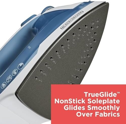 BLACK+DECKER Easy Steam Compact Iron for Clothes, Automatic Shutoff, Nonstick Plate, Light Weight, 1200 Watts - Image 4