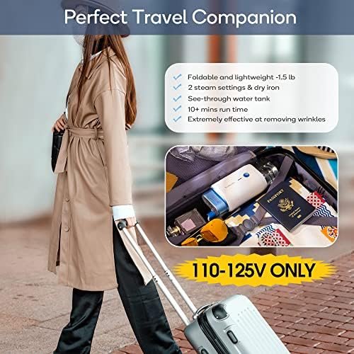Newbealer Steamer for Clothes, 1200W Travel Steamer with Horizontal & Vertical Steaming, 2 Steam Levels, Dry Ironing, Foldable, 1.5lbs Lightly, 180ml Handheld Fabric Wrinkle Remover (120V Only) - Image 3