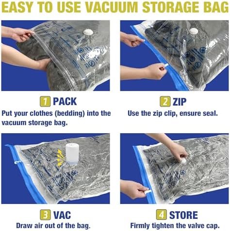 Travel Vacuum Bags with Electric Pump, Vacuum Travel Bags for Luggage and Suitcase, Vacuum Seal Compression Packing Bags for Clothes Clothing, Combo 12 Pack - Image 5