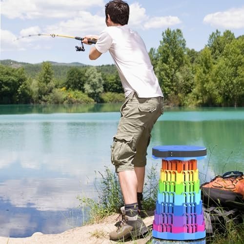 Portable Folding Stool Upgraded 2024, Load capacity 1200lb Camping Retractable Seat For Adults Outdoor, Barbecue, Travel, Fishing, Waiting In Line Lightweight Chair with three carabiners （Black） - Image 2
