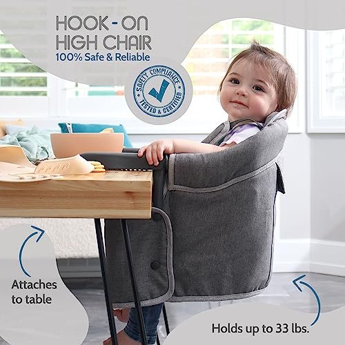 Elegant Faux Leather Hook On High Chair for Table - Clip On High Chair to Table, Portable High Chair for Travel, High Chairs for Babies - Table High Chair, Clip On High Chair That Attaches to Table - Image 2