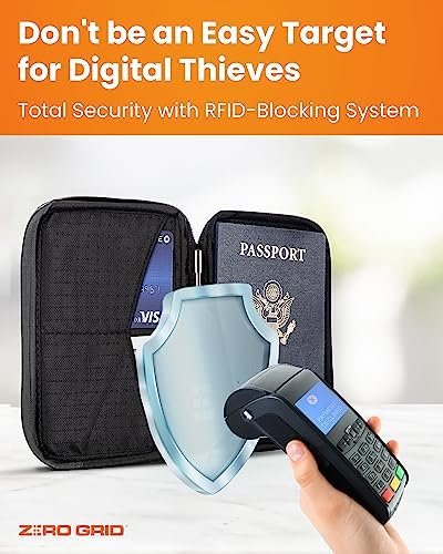 Passport Holder & Travel Wallet with RFID Blocking - Premium Document Organizer Case for Men and Women - Holds Passports, Cards, Tickets, ID, Cash - Compact Zippered Wallet - Midnight - Image 2