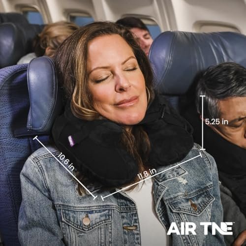Cabeau Inflatable Travel Pillow – Air TNE – Adjustable, Lightweight, and Supportive for Sleeping on Airplanes, Trains, and Cars– Customized Fit and Compact Carrying Case (Midnight Black) - Image 6
