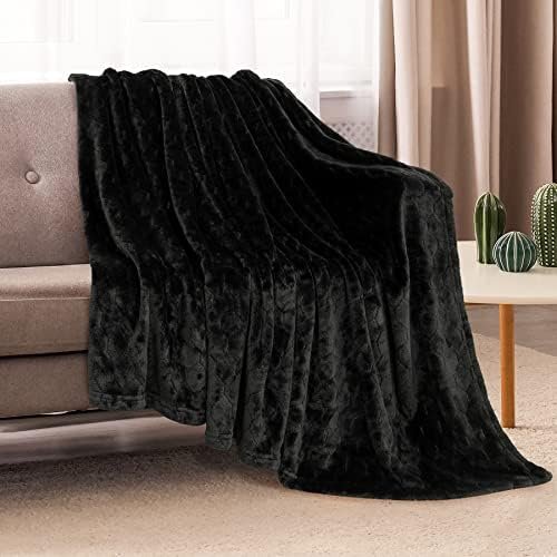 TOONOW Fleece Blanket Fuzzy Plush Throw Blanket 50" x 60", Super Soft Fluffy Bed Blanket Geometric Pattern Comfy Microfiber Flannel Blankets for Couch, Bed, Sofa, Black - Image 2